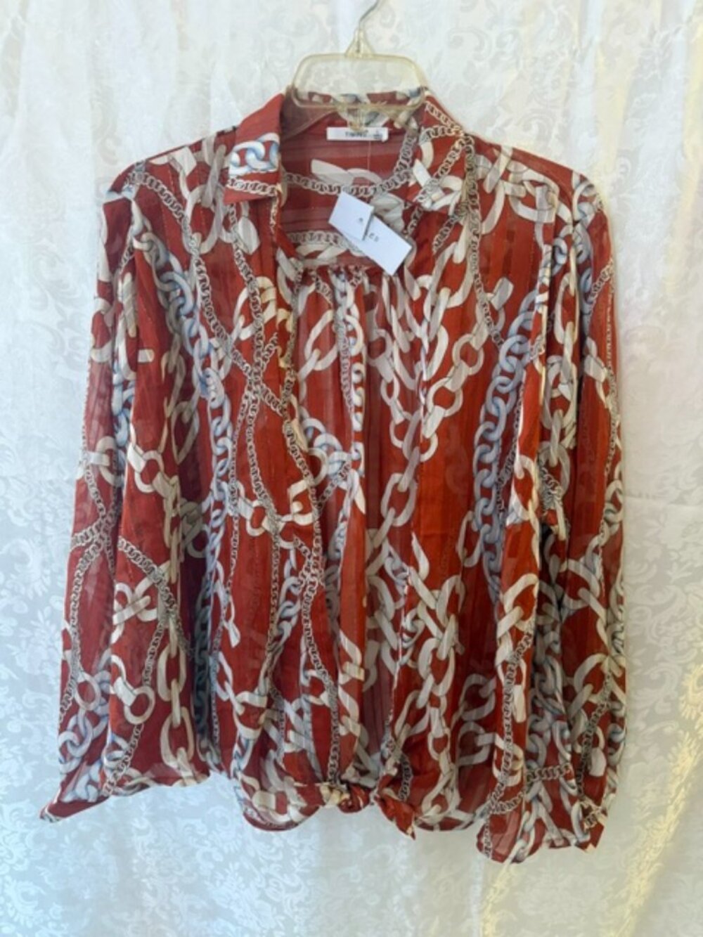 Long sleeve ladies shirt open front